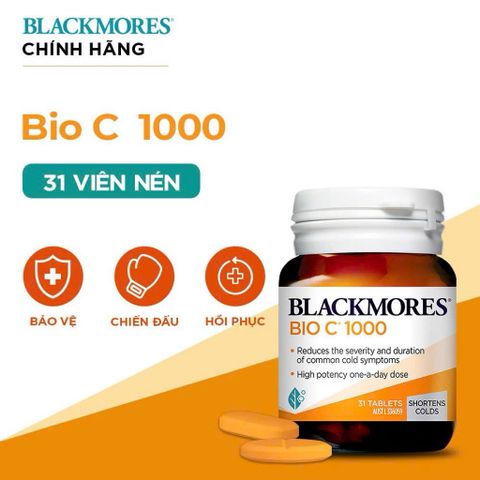 Viên uống bổ sung Vitamin C Blackmores Bio C 1000mg 31 viên - Hỗ trợ tăng cường sức khỏe, giảm cảm lạnh và làm đẹp da