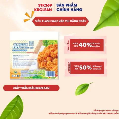 Giấy Thấm Dầu KRCLEAN 25x25/15x15cm - Hút Dầu Mỡ Hiệu Quả Cho Đồ Chiên - 25–50 Tờ (Mỏng/Dày) An Toàn sức khỏe