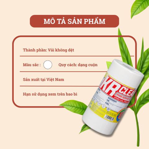 Khăn Giấy Thấm Thực Phẩm KRCLEAN 20x20cm - 50/100/200 Tờ, Lau Đa Năng, Thấm Hút Hiệu Quả, An Toàn Trong Bếp