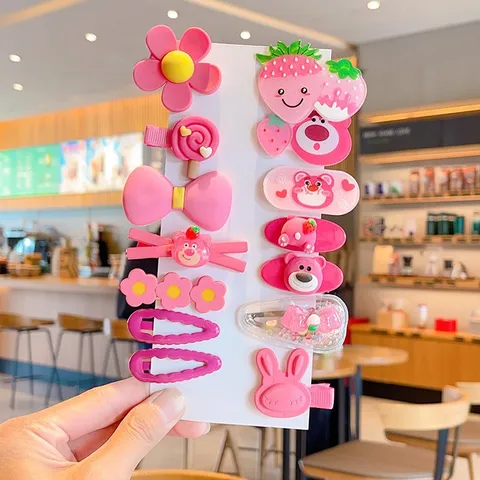 Set Kẹp Tóc  Cho Bé Gái 14 Chi Tiết Mẫu Mới Màu Tím Nhiều Họa Tiết Hoạt Hình Đáng Yêu