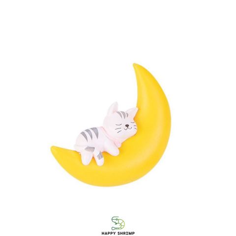 Trang trí Hồ Cá Gấu Ôm Trăng và Mèo Ôm Trăng - Phụ Kiện Dễ Thương Cho Bể Cá Thủy Sinh, Chất Liệu Resin An Toàn