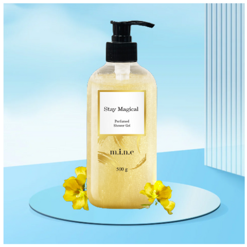 Gel tắm cao cấp Mine Stay Magical 500g - Saffron và tơ tằm giữ ẩm, hương nước hoa quyến rũ, chăm sóc da hoàn hảo cho phụ nữ