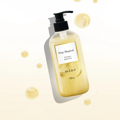 Gel tắm cao cấp Mine Stay Magical 500g - Saffron và tơ tằm giữ ẩm, hương nước hoa quyến rũ, chăm sóc da hoàn hảo cho phụ nữ