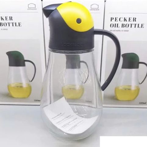 Bình Đựng Dầu Lock&Lock CKO201YEL 550ml - Nắp Mở Tự Động, Thủy Tinh An Toàn, Tiện Dụng Cho Bếp Gia Đình - Màu Vàng Chính Hãng