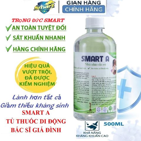 Nước Khử Khuẩn SmartA AQUA - Dung Dịch Khử Khuẩn Đa Năng 500ml, Bảo Vệ Sức Khỏe Gia Đình, An Toàn Cho Da Mũi Họng
