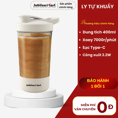 Ly Tự Khuấy Sữa Cà Phê Cầm Tay Mini Jubilee Mart, Ly Khuấy Thông Minh 400ML