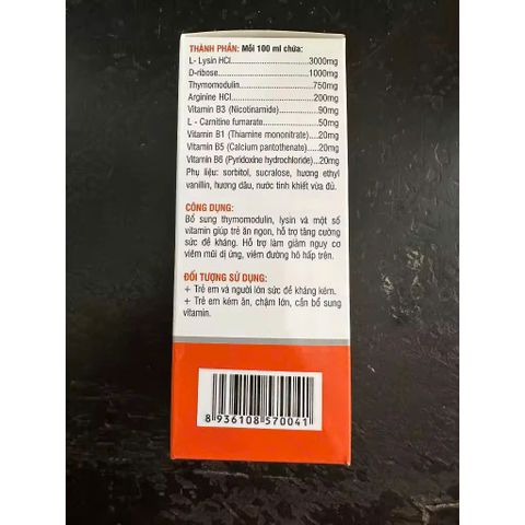 Max Ribo Plus 100ml - Thực Phẩm Chức Năng Tăng Cường Đề Kháng, Bổ Sung Thymomodulin, Lysin Và Vitamin Cho Trẻ Em