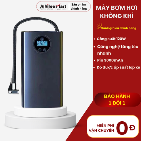 Bơm Lốp Xe Ô Tô Cầm Tay Jubilee Mart 120W - Bơm Hơi Thông Minh với Chip AI, Tự Ngắt An Toàn, Dễ Dàng Mang Theo