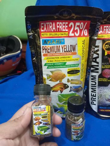 Cám Cá Lóc AKARI Yellow 1mm - Thức ăn tăng màu cho cá cảnh Ali và Lóc, Giúp nâng cao màu sắc và sức khỏe cá