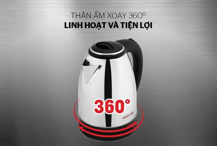 ẤM SIÊU TỐC INOX 1.8L HAPPY TIME HTD1081 - Công suất 1500W