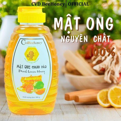 Mật Ong Chanh Đào Nguyên Chất CVDBEEHONEY 500g - Tăng Đề Kháng, Hỗ Trợ Sức Khỏe, Làm Đẹp Da Từ Thiên Nhiên
