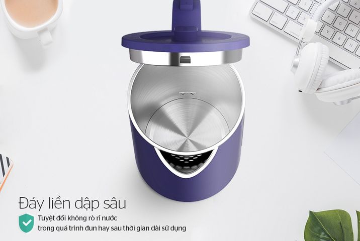 Ấm Siêu Tốc Inox 2 Lớp 1.8L Sunhouse SHD1355 - Công Suất 1500W, Tự Động Tắt, Đế Xoay 360 Độ, Màu Xanh Than, Bảo Hành 12 Tháng