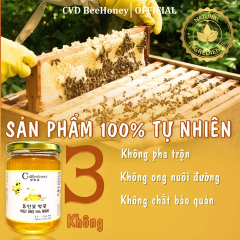 Mật Ong Hoa Nhãn Nguyên Chất CVDBEEHONEY 460g - Tăng Đề Kháng, Làm Đẹp Da, Sản Phẩm Tự Nhiên 100% Việt Nam