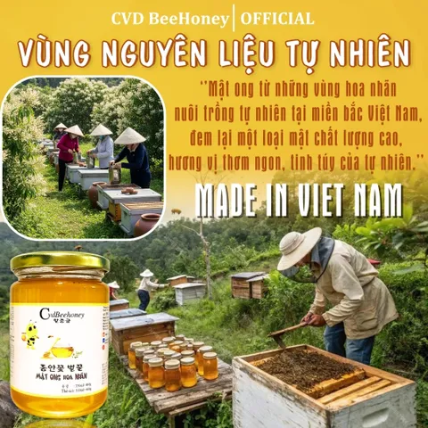 Mật Ong Hoa Nhãn Nguyên Chất CVDBEEHONEY 460g - Tăng Đề Kháng, Làm Đẹp Da, Sản Phẩm Tự Nhiên 100% Việt Nam
