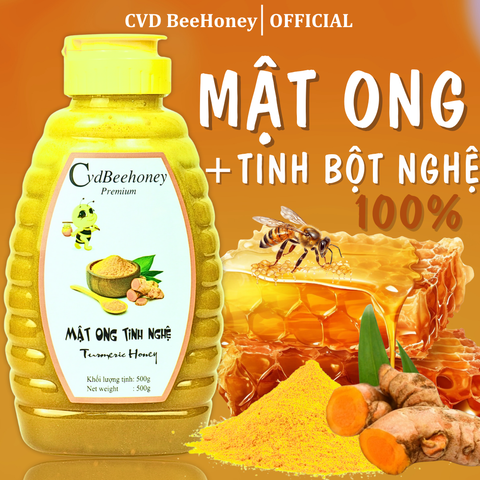 Mật Ong Tinh Nghệ Nguyên Chất CVDBEEHONEY 500g - Tăng Đề Kháng, Phục Hồi Sức Khỏe, Chăm Sóc Da Tự Nhiên, Mật Ong Từ Rừng