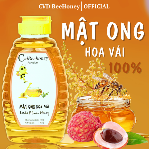 Mật Ong Hoa Vải Nguyên Chất CVD Beehoney 500g - Tăng Đề Kháng, Phục Hồi Sức Khỏe, Làm Đẹp Da, Chống Lão Hóa