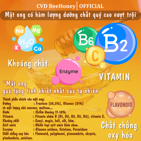 Mật Ong Hoa Vải Nguyên Chất CVD Beehoney 500g - Tăng Đề Kháng, Phục Hồi Sức Khỏe, Làm Đẹp Da, Chống Lão Hóa
