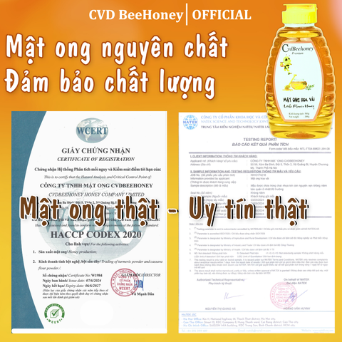 Mật Ong Hoa Vải Nguyên Chất CVD Beehoney 500g - Tăng Đề Kháng, Phục Hồi Sức Khỏe, Làm Đẹp Da, Chống Lão Hóa