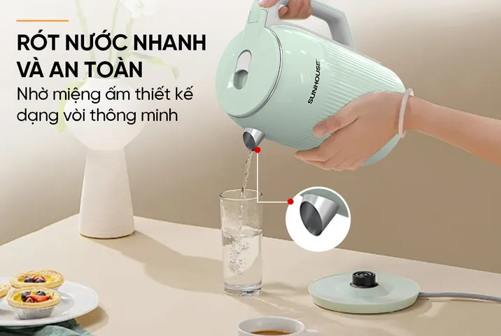 ẤM SIÊU TỐC INOX 2 LỚP 2.8L SUNHOUSE SHD1364 - Dung tích lớn
