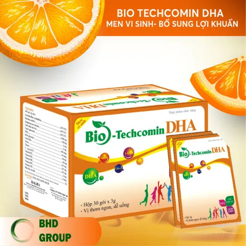 BIO TECHCOMIN DHA - Bổ Sung Men Vi Sinh Hỗ Trợ Tiêu Hóa, Tăng Cường Dinh Dưỡng Cho Trẻ, Hộp 30 Gói x 3g