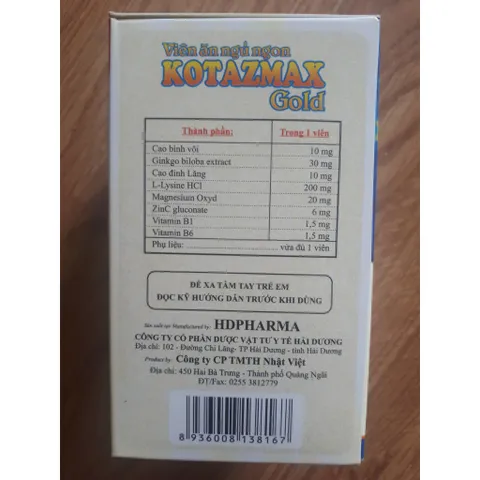 Viên Uống Tổng Hợp Kotazmax Gold - Bổ Sung Vitamin, Khoáng Chất, Hỗ Trợ Ngủ Sâu và Tăng Cường Tiêu Hóa Cho Người Lớn Tuổi