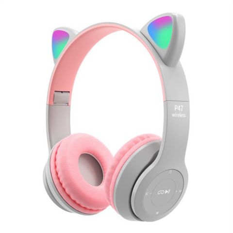 Tai Nghe Bluetooth P47M - Tai Nghe Chụp Có Mic, Thẻ Nhớ, Âm Bass Chất - Phụ Kiện Dễ Thương Cho Fan Mèo