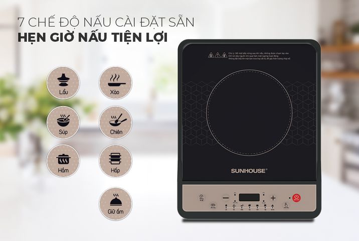 Bếp Từ Đơn Sunhouse SHD6160 - Công Suất 1800W, Kính Ceramic Bền, Tặng Kèm Nồi Lẩu Đa Năng, Bảo Hành 12 Tháng