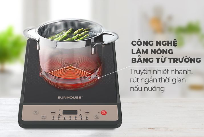 Bếp Từ Đơn Sunhouse SHD6160 - Công Suất 1800W, Kính Ceramic Bền, Tặng Kèm Nồi Lẩu Đa Năng, Bảo Hành 12 Tháng