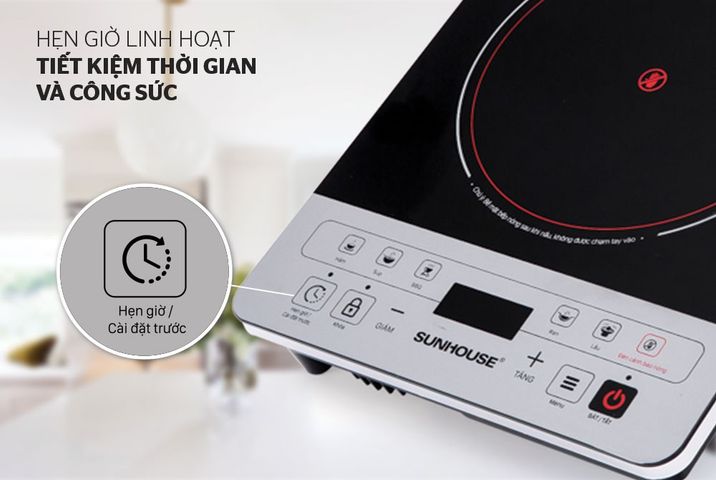 Bếp Hồng Ngoại Cảm Ứng SUNHOUSE SHD6005 - 2000W, Không Kén Nồi, Mặt Kính Siêu Bền, Điều Khiển Chip Điện Tử, Giải Pháp Nấu Nướng Tiện Lợi