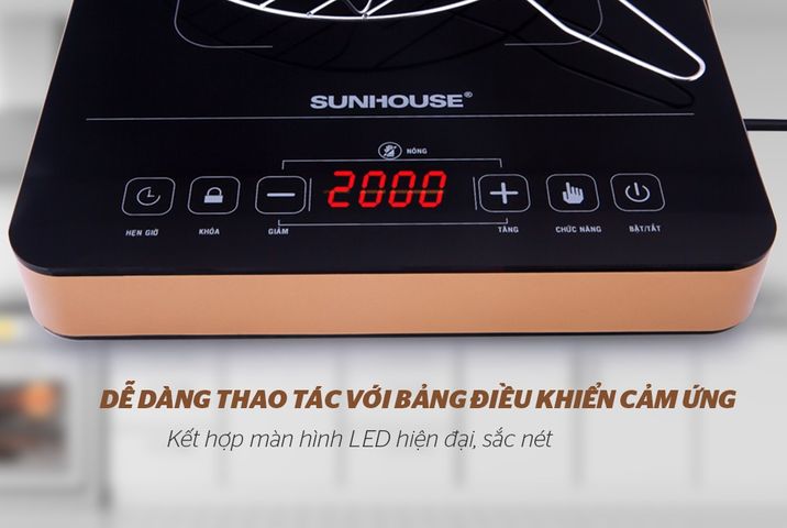 Bếp Hồng Ngoại Cảm Ứng SUNHOUSE SHD6015 - Công Suất 2000W, Màn Hình LED, An Toàn Cho Gia Đình, Bảo Hành 12 Tháng