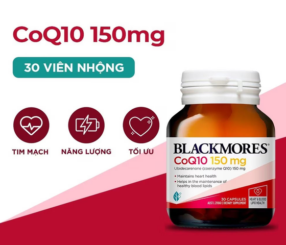 Viên uống Blackmores CoQ10 150mg - Hỗ trợ tim mạch khỏe mạnh, tăng cường năng lượng, dễ hấp thu, 30 viên, sản phẩm cho người trưởng thành