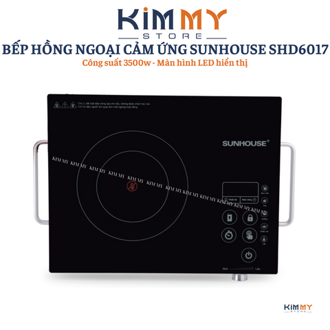 Bếp Hồng Ngoại Cảm Ứng Sunhouse SHD6017 - Công Suất 2000W, Kích Thước 360x280mm, Đa Năng Sử Dụng Tất Cả Nồi