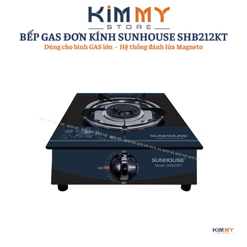 Bếp Gas Dương Đơn Kính SUNHOUSE SHB212KT - Bếp Gas Họng Thường Dùng Bình Gas Lớn Tiết Kiệm, Thiết Kế Hiện Đại, Dễ Dàng Vệ Sinh