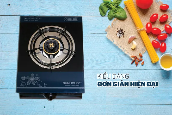 Bếp Gas Dương Đơn Kính SUNHOUSE SHB212KT - Bếp Gas Họng Thường Dùng Bình Gas Lớn Tiết Kiệm, Thiết Kế Hiện Đại, Dễ Dàng Vệ Sinh