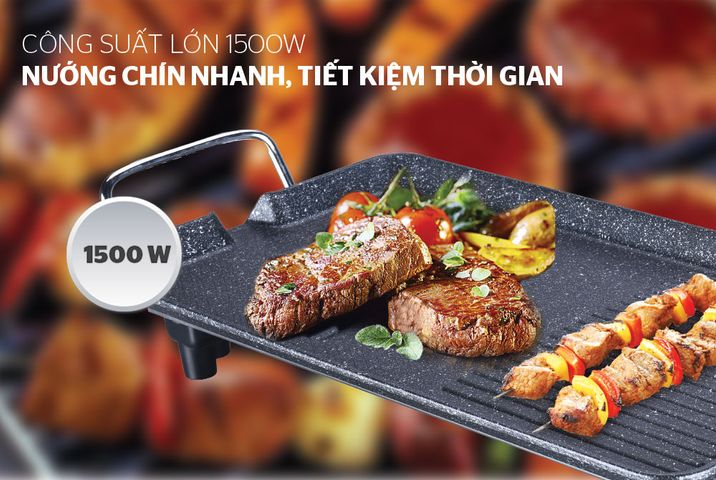 Bếp Nướng Điện Không Khói Sunhouse SHD4607 - 1500W, Chống Dính 2 Lớp, Tiết Kiệm Điện, Tiện Lợi Cho Mọi Món Nướng