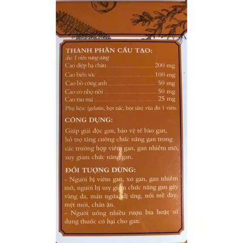 Viên Nang Giải Độc Gan - Hỗ Trợ Viêm Gan, Xơ Gan, Tăng Cường Chức Năng Gan - 60 Viên, Bổ Gan Từ Thiên Nhiên