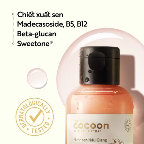 Nước Sen Hậu Giang Cocoon Toner 140ml - Cấp ẩm và Làm Dịu Da, Phù Hợp Cho Da Nhạy Cảm, Chiết Xuất Hoa Sen Tự Nhiên