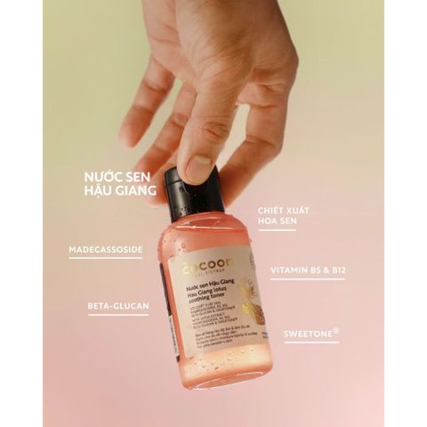 Nước Sen Hậu Giang Cocoon Toner 140ml - Cấp ẩm và Làm Dịu Da, Phù Hợp Cho Da Nhạy Cảm, Chiết Xuất Hoa Sen Tự Nhiên