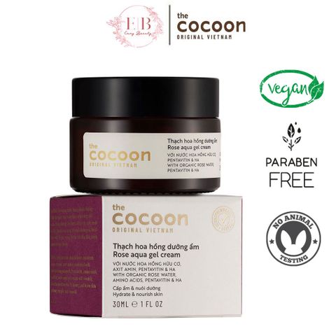 Thạch Hoa Hồng Dưỡng Ẩm Cocoon 30ml - Giải Pháp Cấp Ẩm 24 Giờ, Làm Mềm Da, Chống Oxy Hóa, Chăm Sóc Da Mặt Hữu Cơ
