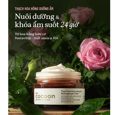 Thạch Hoa Hồng Dưỡng Ẩm Cocoon 30ml - Giải Pháp Cấp Ẩm 24 Giờ, Làm Mềm Da, Chống Oxy Hóa, Chăm Sóc Da Mặt Hữu Cơ