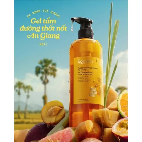 Gel tắm đường thốt nốt An Giang Cocoon 500ml - Dưỡng ẩm nhẹ nhàng với hương trái cây, làm sạch và bảo vệ làn da mềm mại