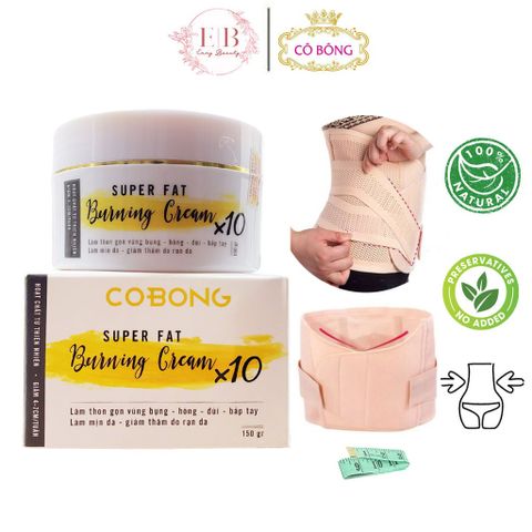 Kem Tan Mỡ Cô Bông X10 150g - Sản Phẩm Giảm Cân Tặng Đai Nịt Bụng Cao Cấp, Đốt Mỡ, Săn Chắc Da Eo