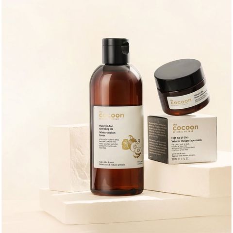 Combo Sạch Mụn Cocoon - Nước Bí Đao Cân Bằng Da 310ml & Mặt Nạ Bí Đao 30ml - Giảm Nhờn, Thoáng Lỗ Chân Lông, Làm Dịu Da Nhạy Cảm