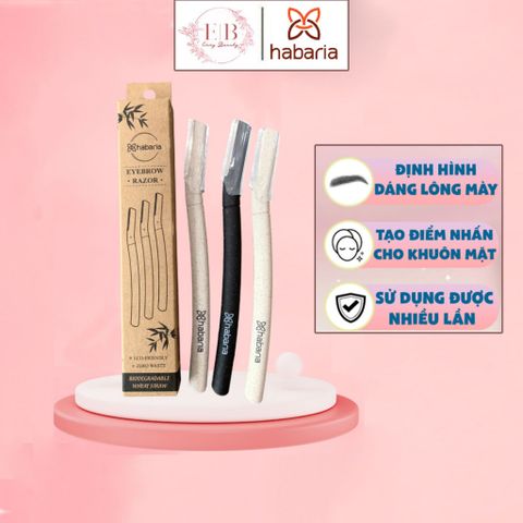 Dao Cạo Lông Mày Habaria - Bộ 3 Dao Cạo Thông Minh Cao Cấp Cho Phụ Nữ, Độ Bền Cao và An Toàn Khi Sử Dụng