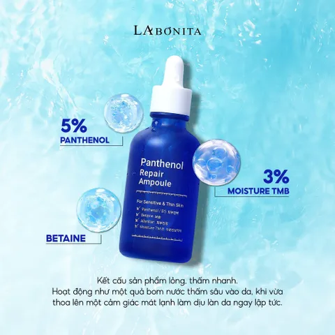 Bộ Đôi Tinh Chất Phục Hồi Làm Dịu Da La Bonita - Panthenol Repair Ampoule 50ml & Kem Dưỡng Vita K Repair 30ml, Giúp Khóa Ẩm và Làm Dịu Da Mẫn Cảm
