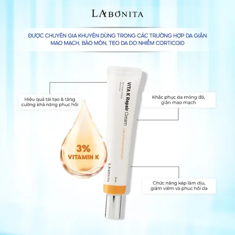 Bộ Đôi Tinh Chất Phục Hồi Làm Dịu Da La Bonita - Panthenol Repair Ampoule 50ml & Kem Dưỡng Vita K Repair 30ml, Giúp Khóa Ẩm và Làm Dịu Da Mẫn Cảm