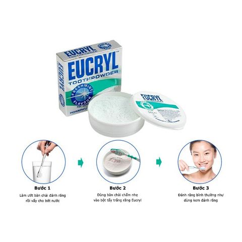 Bột Tẩy Trắng Răng Eucryl 50g - Chăm Sóc Răng Miệng Bạc Hà Thơm Mát, Làm Trắng Tự Nhiên, Chống Mảng Bám, Men Răng Khỏe Mạnh