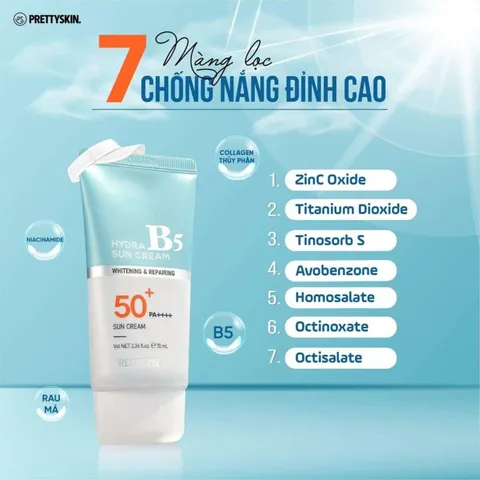 Kem Chống Nắng PrettySkin 70ml Phục Hồi Dưỡng Trắng Hydra B5 Suncream Pretty Skin
