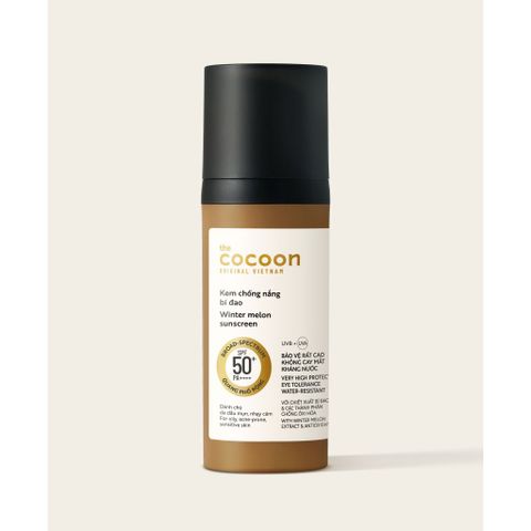 Kem Chống Nắng Bí Đao Cocoon 50ml - Bảo Vệ Da Chống UVA, UVB, Dành Cho Da Nhạy Cảm, Tặng Nước Tẩy Trang 500ml