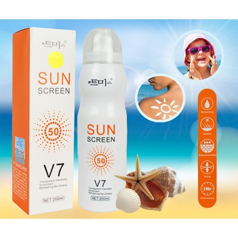 Kem Xịt Chống Nắng V7 Magic Flowers SPF 50 - Chống UVA/UVB, Không Thấm Nước, Thoáng Khí, Dành Cho Da Mặt 200ml